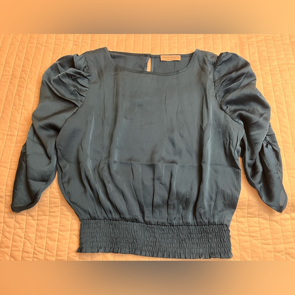 Paper Crane teal satin blouse